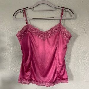 pink satin Y2K lace cami